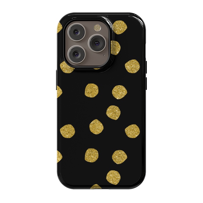 iPhone 14 Pro StrongFit Golden Glamour Dots by Andrea Haase
