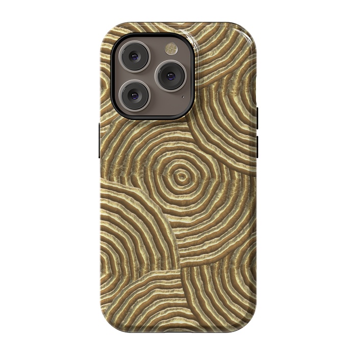 iPhone 14 Pro StrongFit Gold Metal Embossed Circles by Andrea Haase