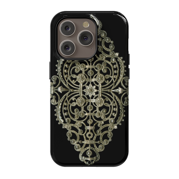 iPhone 14 Pro StrongFit Golden Ornamental Jewelry by Andrea Haase