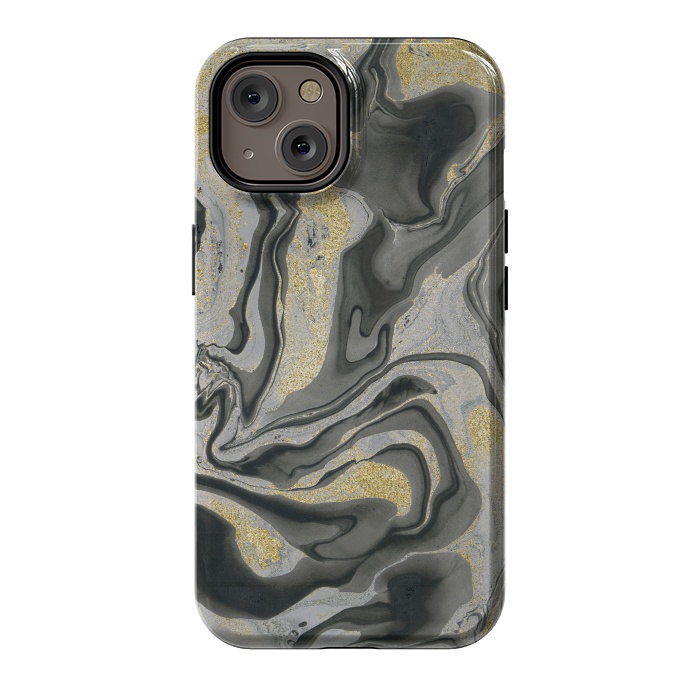 iPhone 14 StrongFit Gold Black Gray Marble by Andrea Haase