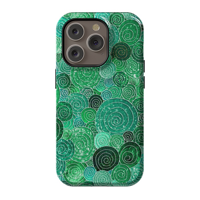 iPhone 14 Pro StrongFit Green Circles Polka dots Glitter Pattern by  Utart