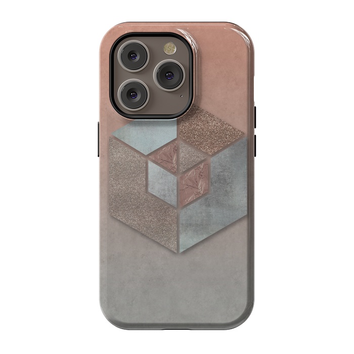 iPhone 14 Pro StrongFit Copper Gray Hexagon by Andrea Haase