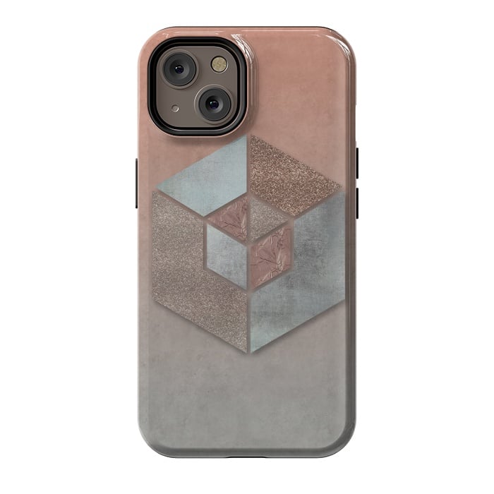 iPhone 14 StrongFit Copper Gray Hexagon by Andrea Haase