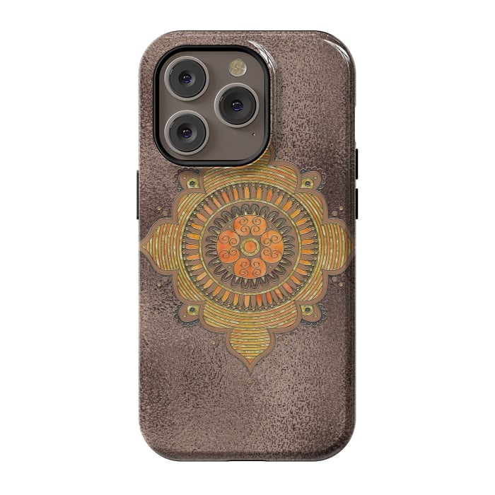 iPhone 14 Pro StrongFit Mandala On Copper 2 by Andrea Haase