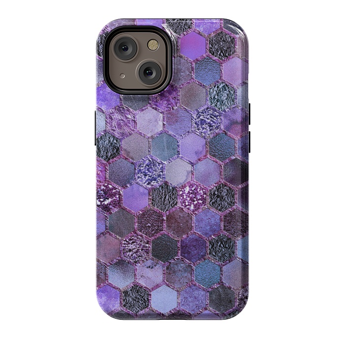 iPhone 14 StrongFit Purple Metal Honeycomb Pattern by  Utart