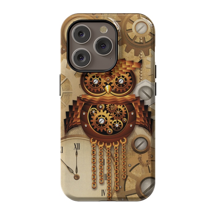 iPhone 14 Pro StrongFit Owl Steampunk Vintage Style by BluedarkArt