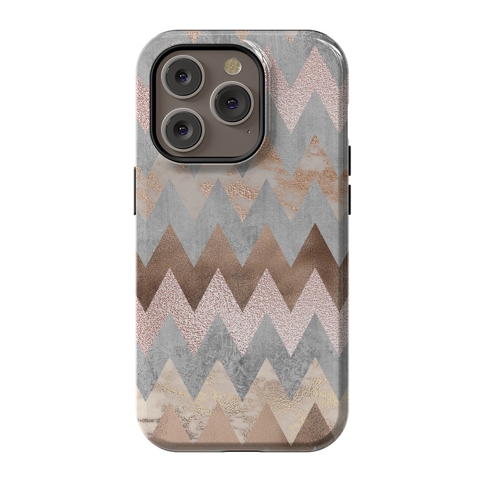 iPhone 14 Pro StrongFit Rose Gold Marble Chevron by  Utart