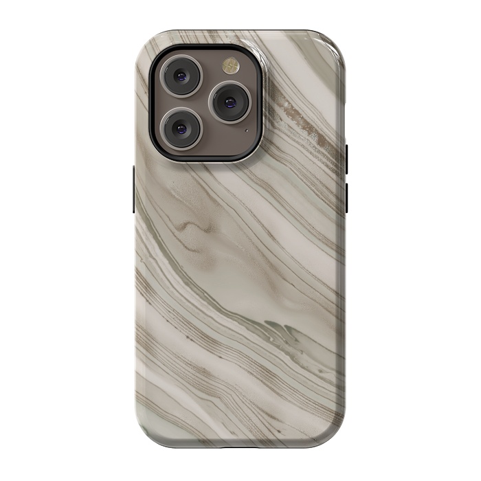 iPhone 14 Pro StrongFit Greige Faux Marble Elegance 2 by Andrea Haase