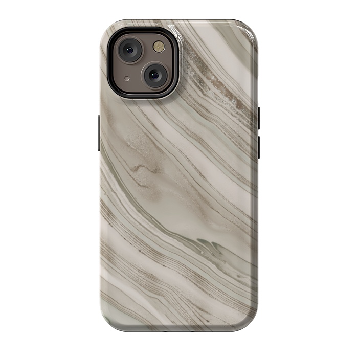iPhone 14 StrongFit Greige Faux Marble Elegance 2 by Andrea Haase