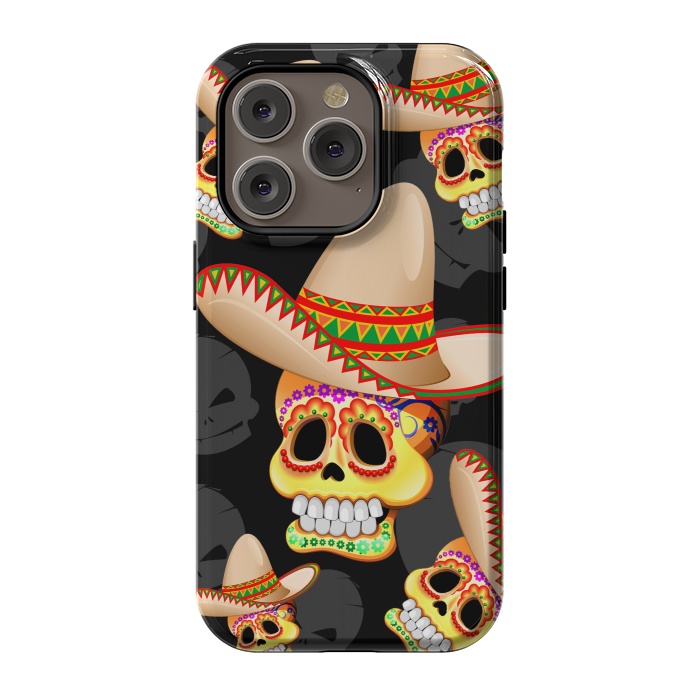 iPhone 14 Pro StrongFit Mexico Sugar Skull with Sombrero by BluedarkArt