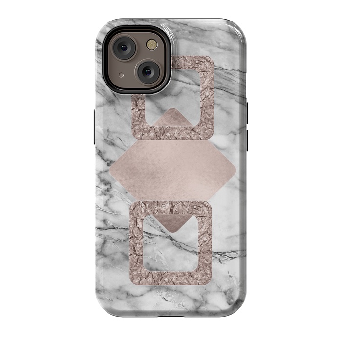 iPhone 14 StrongFit Rose Gold Geometric Shapes on Marble by  Utart