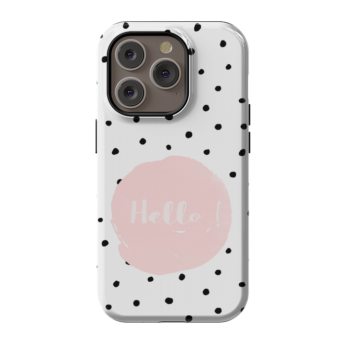 iPhone 14 Pro StrongFit Hello on polka dots  by  Utart