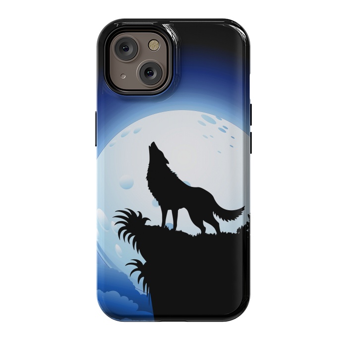 iPhone 14 StrongFit Wolf Howling at Blue Moon by BluedarkArt