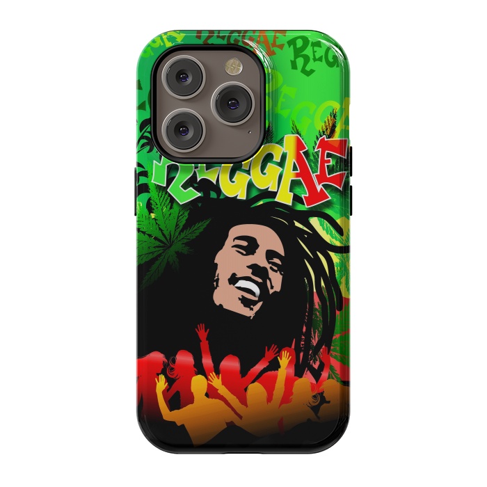 iPhone 14 Pro StrongFit Reggae RastaMan Music Colors Fun and Marijuana by BluedarkArt
