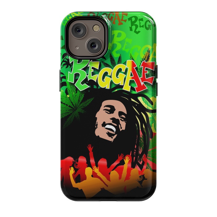 iPhone 14 StrongFit Reggae RastaMan Music Colors Fun and Marijuana by BluedarkArt