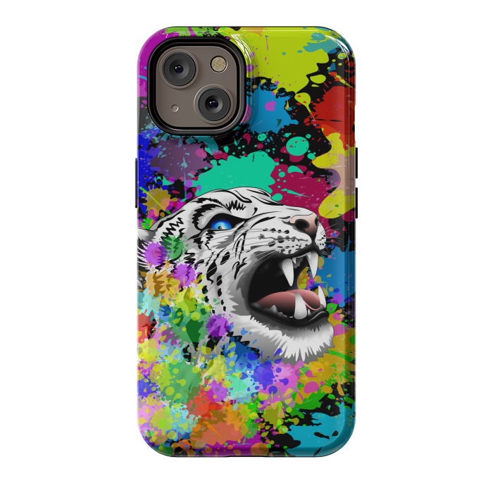 iPhone 14 StrongFit Leopard Psychedelic Paint Splats by BluedarkArt