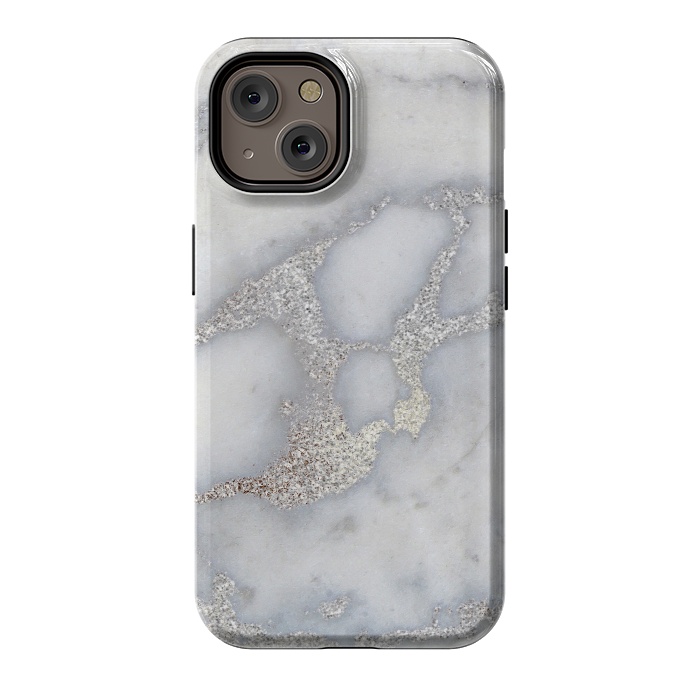 iPhone 14 StrongFit Luxury Silver Metal Foil on Marble by  Utart
