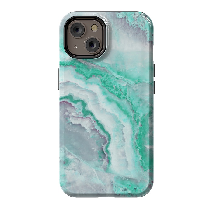 iPhone 14 StrongFit Mint Green Veined Agate by  Utart