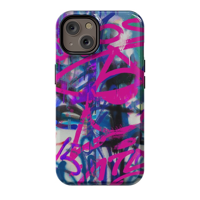 iPhone 14 StrongFit Grafitti Writing Pink Blue by Andrea Haase