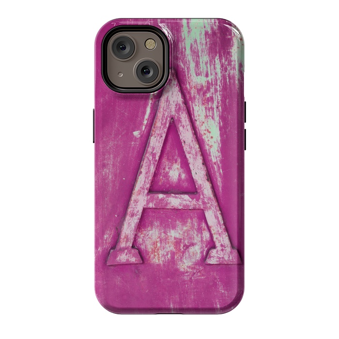 iPhone 14 StrongFit Grunge Style Pink Letter A by Andrea Haase