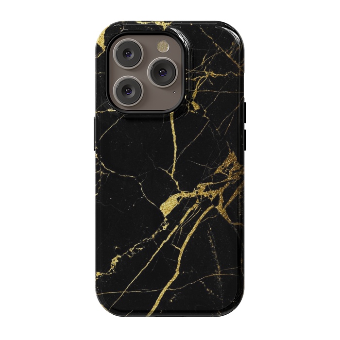 iPhone 14 Pro StrongFit  Black-Gold Marble Impress by ''CVogiatzi.