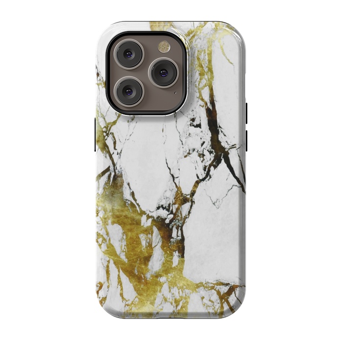 iPhone 14 Pro StrongFit Gold-White Marble Impress by ''CVogiatzi.