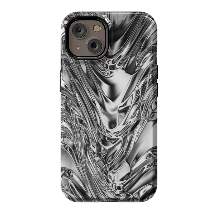 iPhone 14 StrongFit Silver Aluminium Molten Metal Digital Texture by BluedarkArt