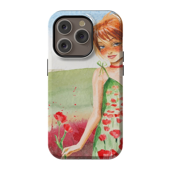 iPhone 14 Pro StrongFit Summer Girl in Poppy field by  Utart