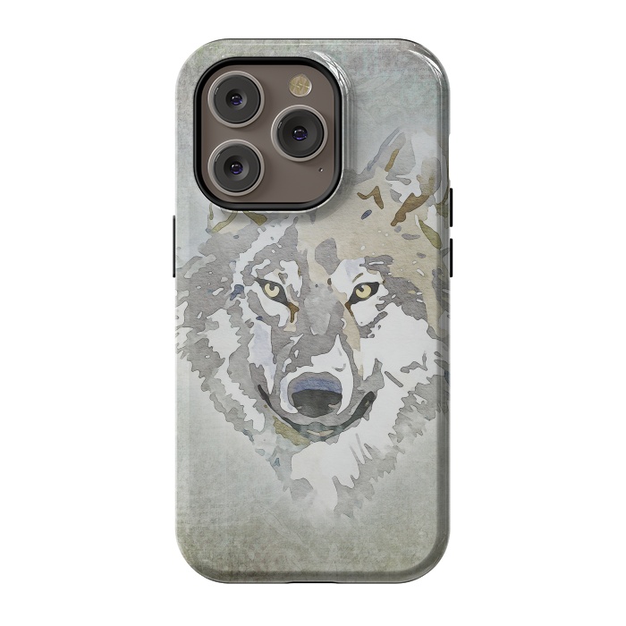 iPhone 14 Pro StrongFit Wolf Head Watercolor Art 2 by Andrea Haase