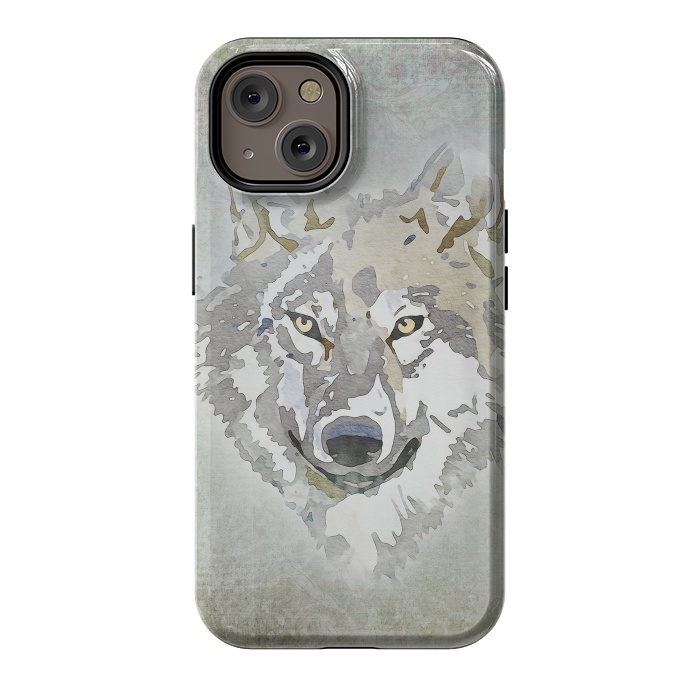 iPhone 14 StrongFit Wolf Head Watercolor Art 2 by Andrea Haase