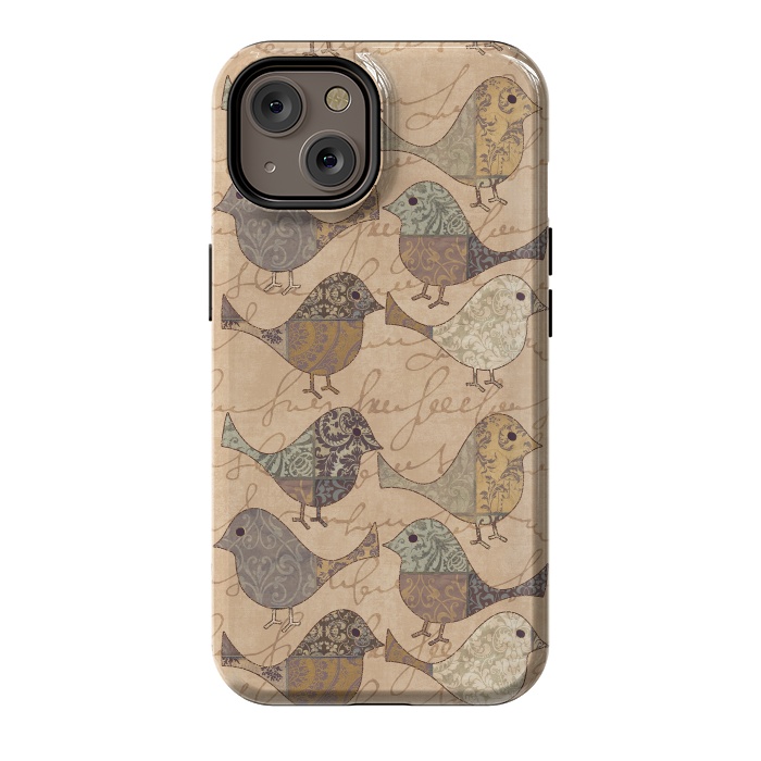 iPhone 14 StrongFit Patchwork Bird Pattern by Andrea Haase