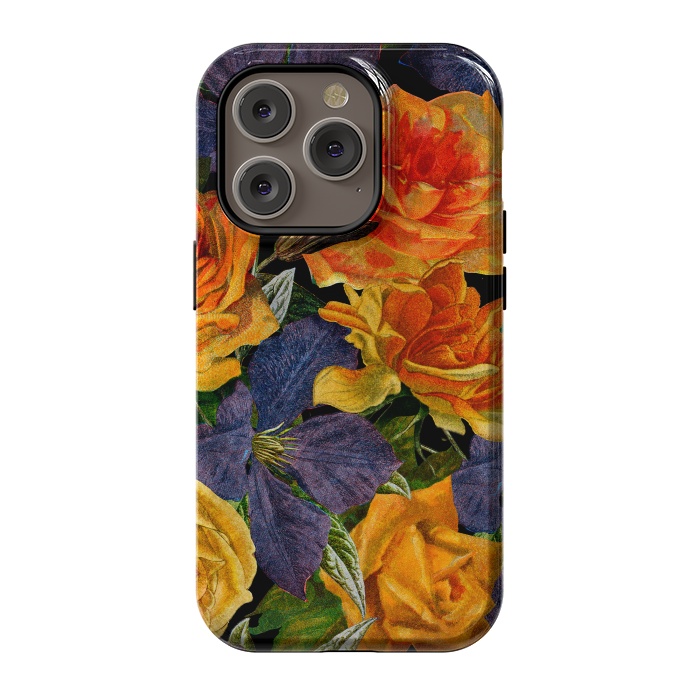 iPhone 14 Pro StrongFit Clematis and Yellow Vintage Roses by  Utart