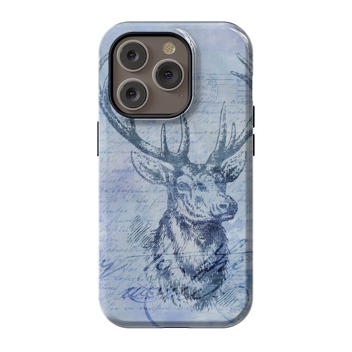 iPhone 14 Pro StrongFit Blue Nostalgic Deer by Andrea Haase