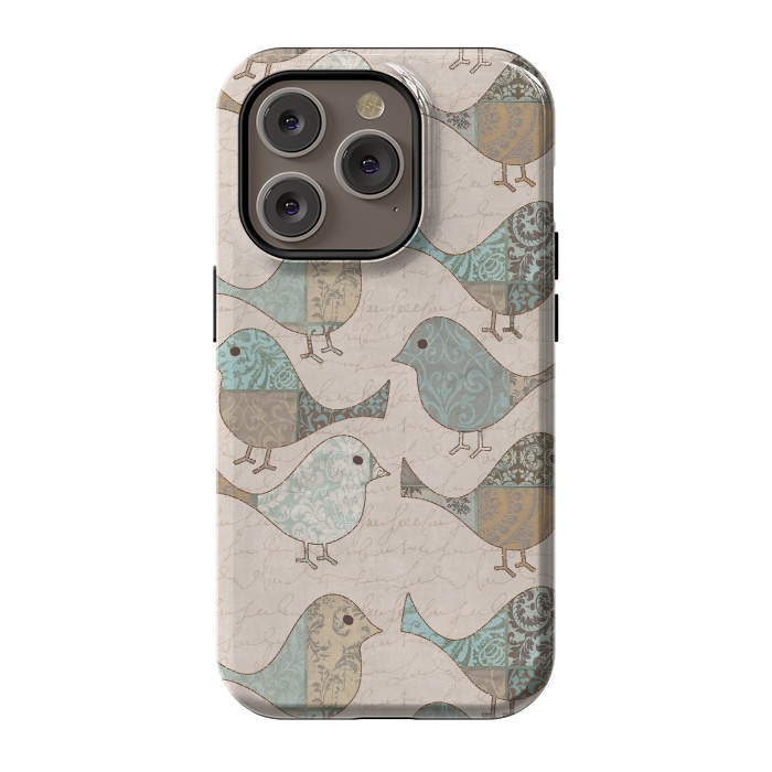 iPhone 14 Pro StrongFit Cute Patchwork Birds by Andrea Haase