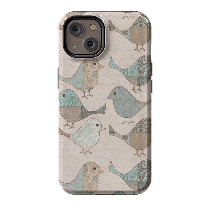 iPhone 14 StrongFit Cute Patchwork Birds by Andrea Haase
