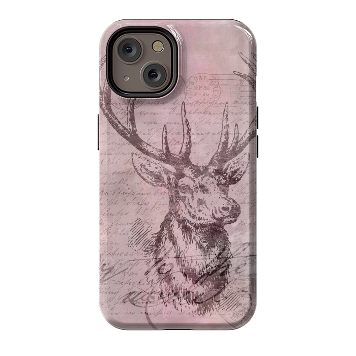 iPhone 14 StrongFit Vintage Deer Pastel Pink by Andrea Haase