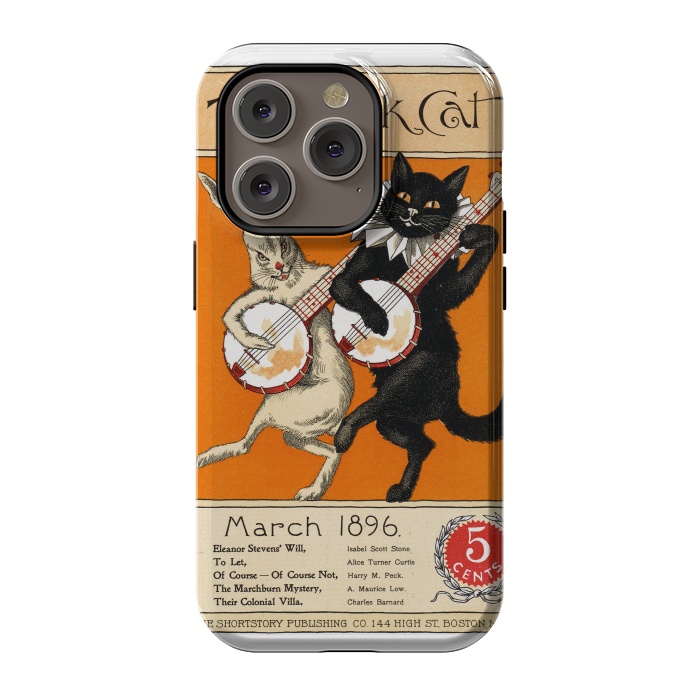 iPhone 14 Pro StrongFit Cat And Rabbit Vintage Poster by Andrea Haase