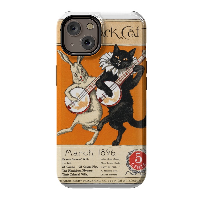 iPhone 14 StrongFit Cat And Rabbit Vintage Poster by Andrea Haase