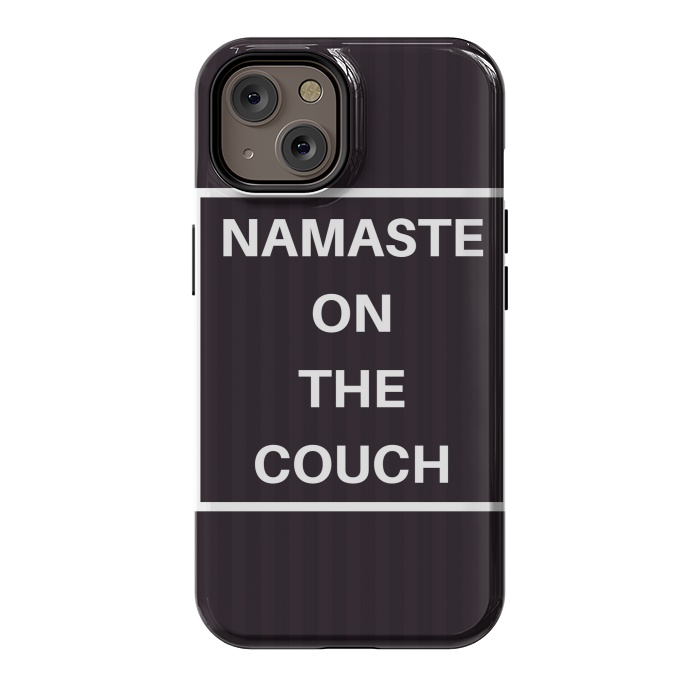 iPhone 14 StrongFit namaste on the couch by MALLIKA