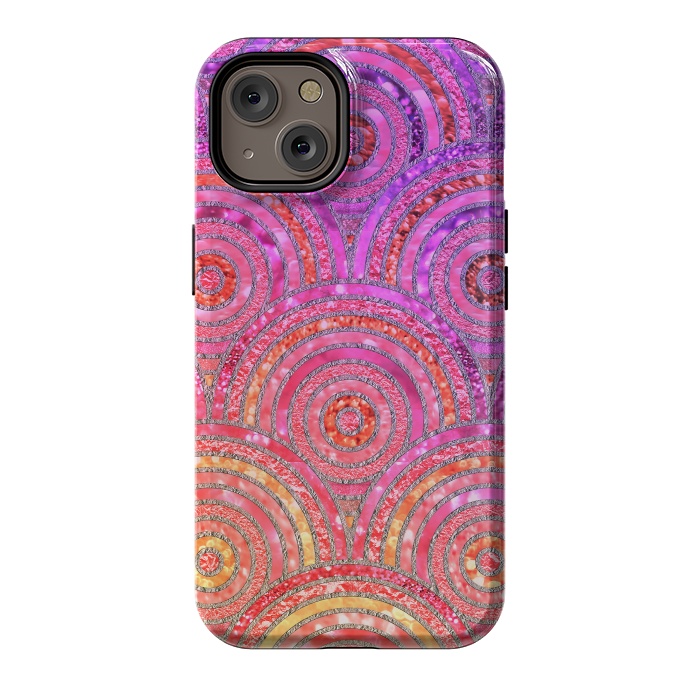 iPhone 14 StrongFit Multicolor Pink Gold Circles  by  Utart