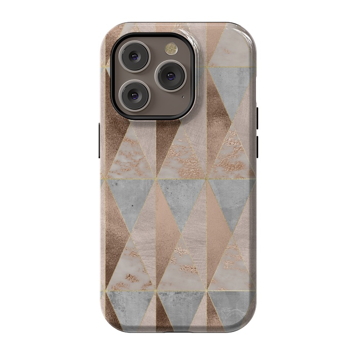 iPhone 14 Pro StrongFit Modern Marble Geode Copper Triangle Argyle by  Utart