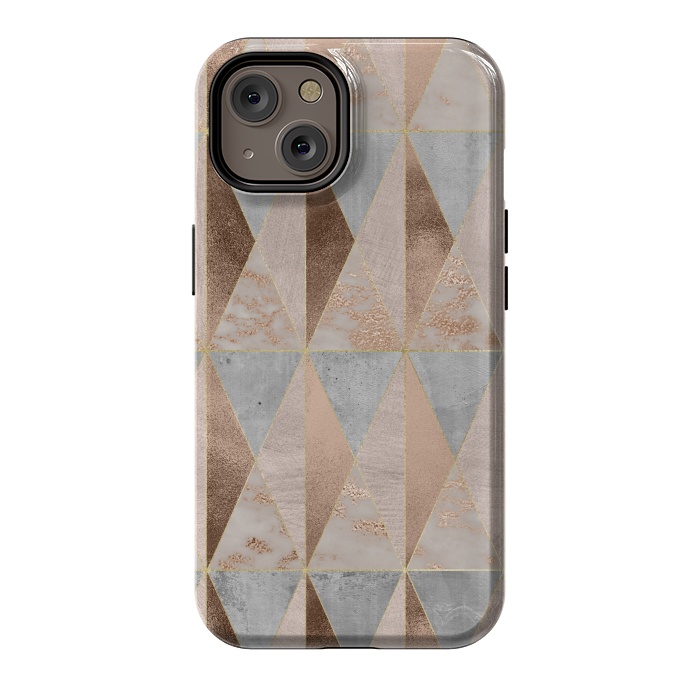 iPhone 14 StrongFit Modern Marble Geode Copper Triangle Argyle by  Utart