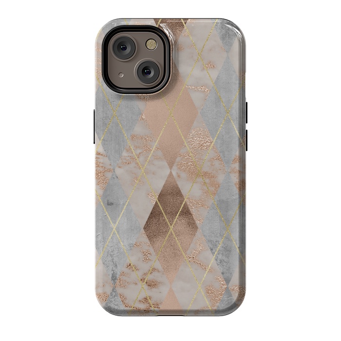 iPhone 14 StrongFit Trendy Argyle Marble and Concrete Copper Pattern by  Utart