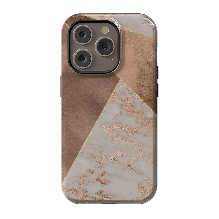 iPhone 14 Pro StrongFit Modern minimalistic Copper Marble Triangles  by  Utart
