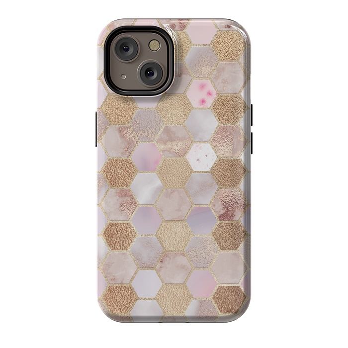 iPhone 14 StrongFit Rose Gold Copper Honeycomb Pattern by  Utart