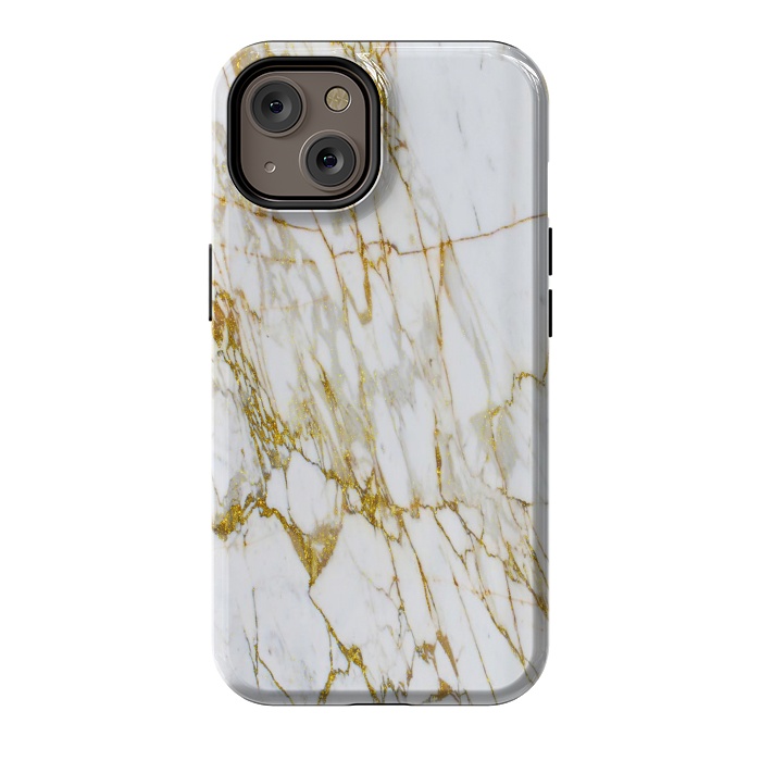 iPhone 14 StrongFit white gold marble by haroulita
