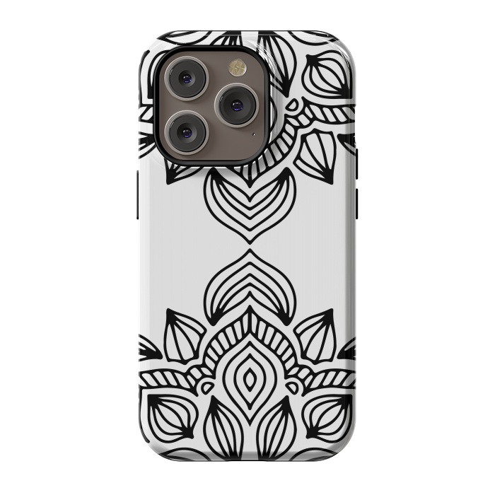 iPhone 14 Pro StrongFit black and white mandala by haroulita
