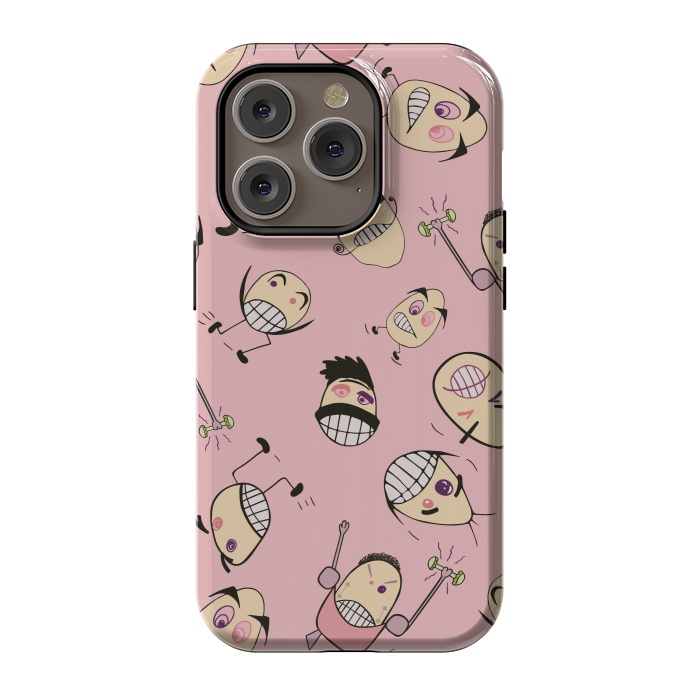 iPhone 14 Pro StrongFit Egg Heads on Pink by Paula Ohreen