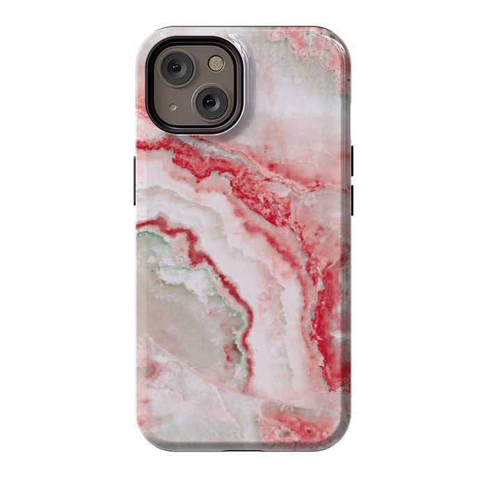 iPhone 14 StrongFit Coral Red Veined Agate by  Utart