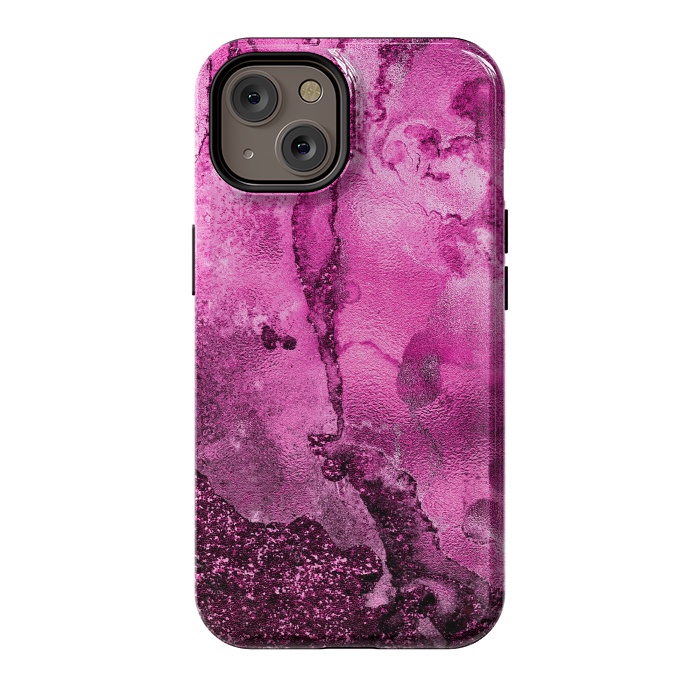 iPhone 14 StrongFit Purple and Pink Glittering Ink Marble by  Utart